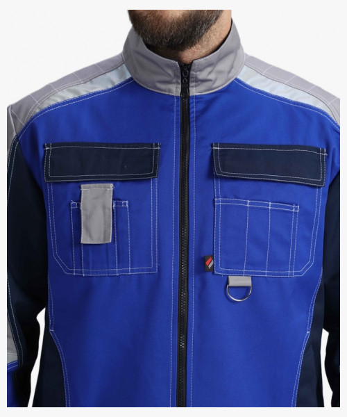 Костюм Вектрон-1 (тк.Смесовая,240) брюки, васильковый/т.синий/св.серый