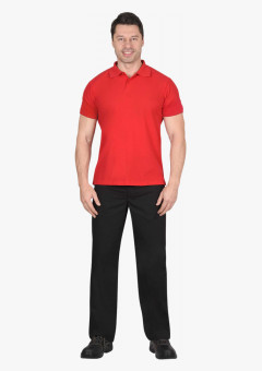 Рубашка-поло красная короткие рукава с манжетом, пл.180 г/м2 (ЧЗ)