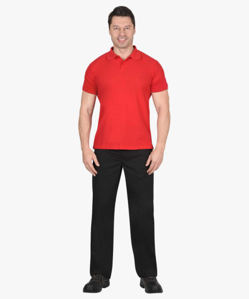 Рубашка-поло красная короткие рукава с манжетом, пл.180 г/м2 (ЧЗ)