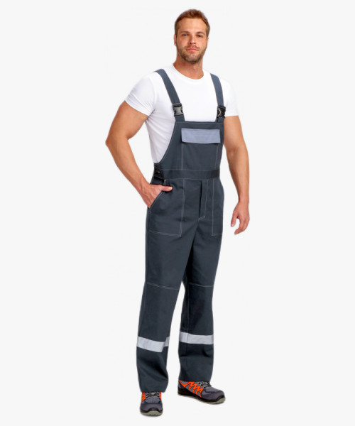 Костюм Бриготек-2 СОП (тк. Смесовая, 260) полукомбинезон, т.серый/св.серый