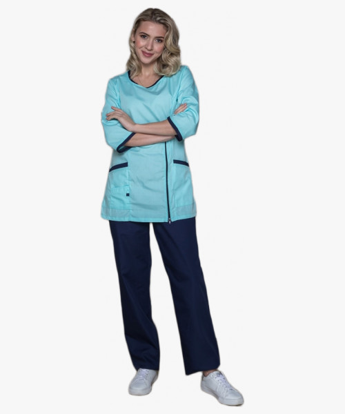 Костюм женский Вояж (тк.ТиСи), мятный/т.синий