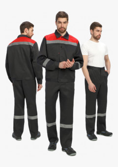 Костюм Лигор-1 СОП У. (тк. Смесовая, 210 г/м2) брюки, чёрный, красный