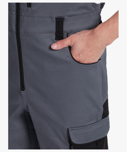 Костюм мужской летний ProfLineLeader-2 (тк.Хлопок/Спандекс,260) полукомбинезон, серый/черный