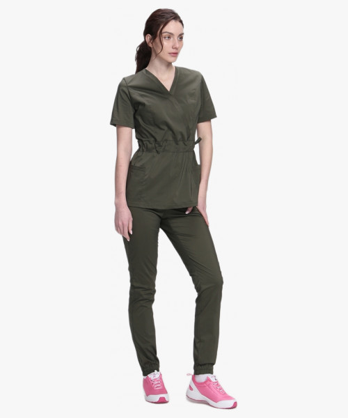 Костюм женский хирургический Модерн-004 (тк.Стрейч,120) MedLine, хаки