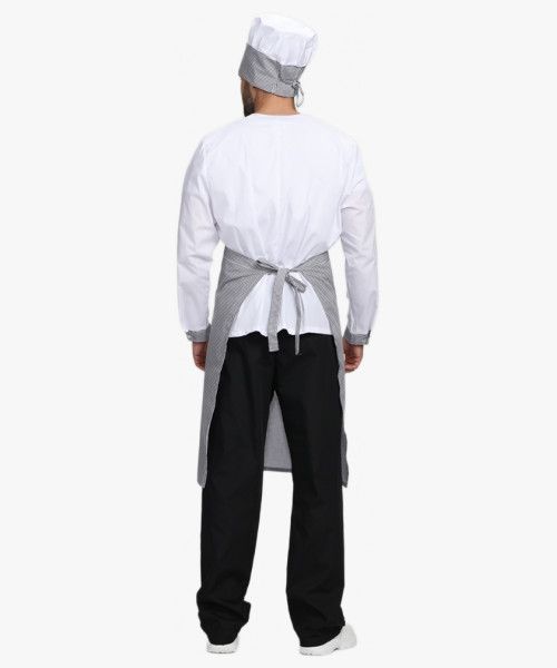 Костюм повара Шеф-2 (тк.ТиСи), белый/черный/принт-клетка