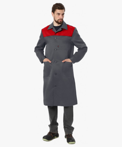 Халат Лигор (тк.Смесовая,210), т.серый/красный