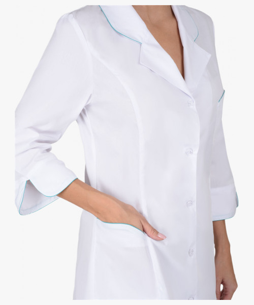 Халат СИРИУС-ЖАСМИН женский белый со светло-бирюзовым