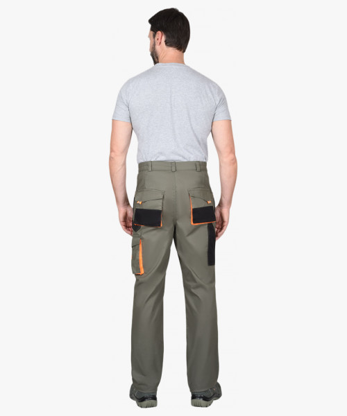 Костюм СИРИУС-МАНХЕТТЕН куртка, брюки оливковый с оранжевым и чер. тк. мех. стрейч пл 260 г/кв.м