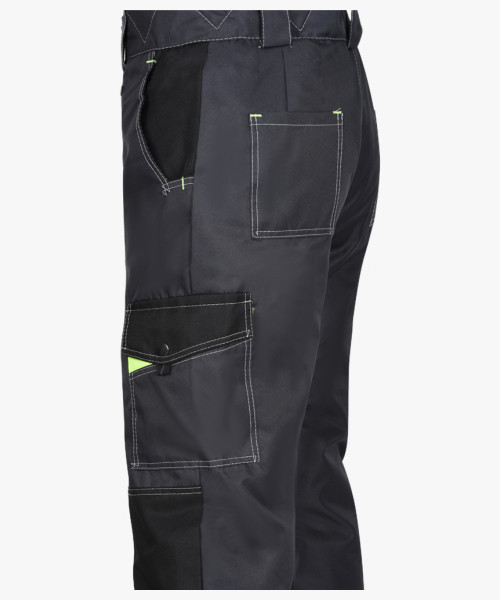 Костюм СИРИУС-ХОВАРД-М зимний, куртка длинная, брюки, темно-серый с черным, лимонной отделкой и СОП