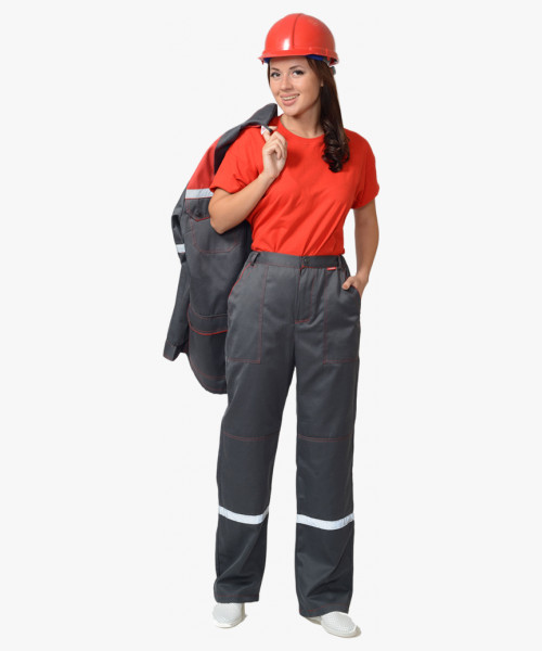 Костюм СИРИУС-МЕХАНИК женский, куртка, брюки серый с красным и СОП