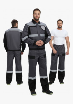 Костюм Виват-1 Премиум CH МВО (тк.Смесовая,240) брюки, т.серый/черный/св.серый