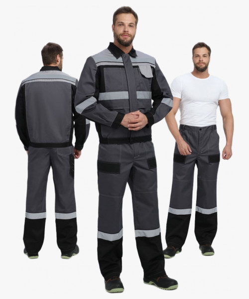 Костюм Виват-1 Премиум CH МВО (тк.Смесовая,240) брюки, т.серый/черный/св.серый