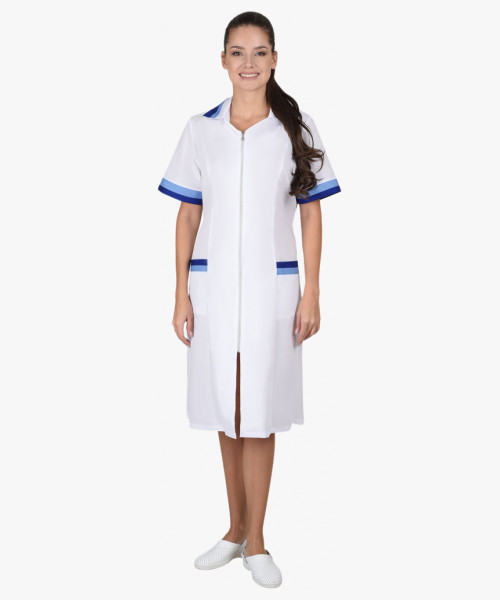 Халат СИРИУС-МИЛА женский белый с голубым и васильковым