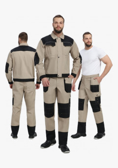 Костюм Вестгард-1 (тк.Канвас,260) брюки, бежевый/черный