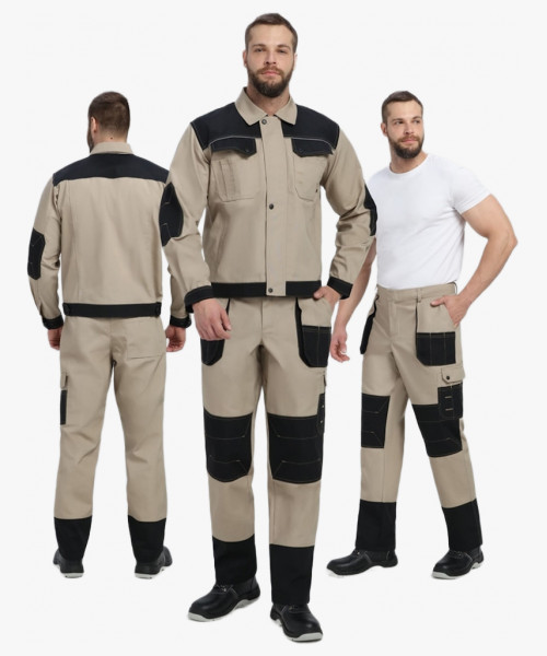 Костюм Вестгард-1 (тк.Канвас,260) брюки, бежевый/черный