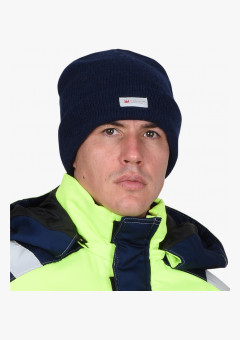 Шапка трикотажная темно-синяя СИРИУС Юка с утеплителем Тинсулейт (х12х120)