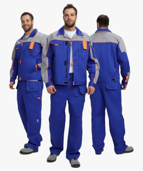Костюм Союз-Профессионал-1 CH МВО (тк.Смесовая,240) брюки, васильковый/св.серый/оранжевый