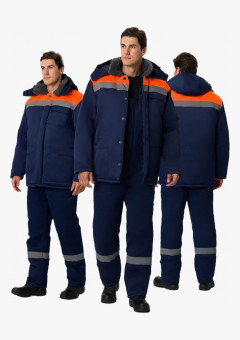Костюм зимний Труженик-Ультра-2 (тк.Смесовая,210) п/к, т.синий/оранжевый