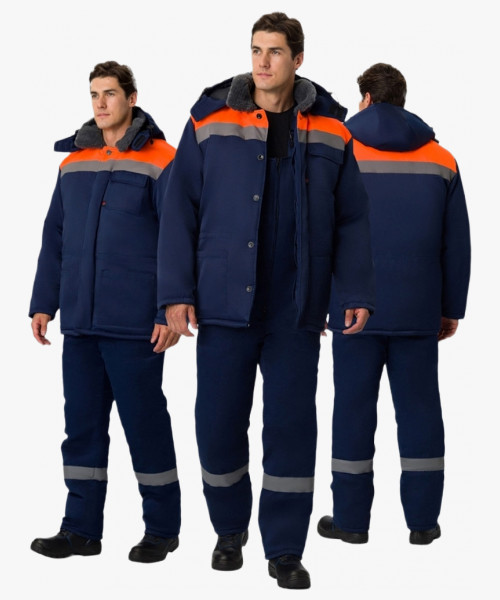 Костюм зимний Труженик-Ультра-2 (тк.Смесовая,210) п/к, т.синий/оранжевый