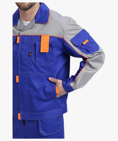 Костюм Драга-2 (тк.Смесовая МВО,240) п/к, васильковый/св.серый/оранжевый