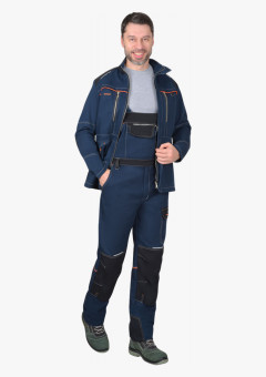 Костюм СИРИУС-ШАТЛ-РОСС куртка, полукомбинезон, синий с черным, 80% х/б, пл. 260 г/кв.м