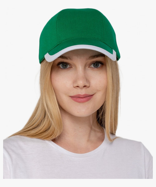 Бейсболка Honor, зеленая с белым кантом