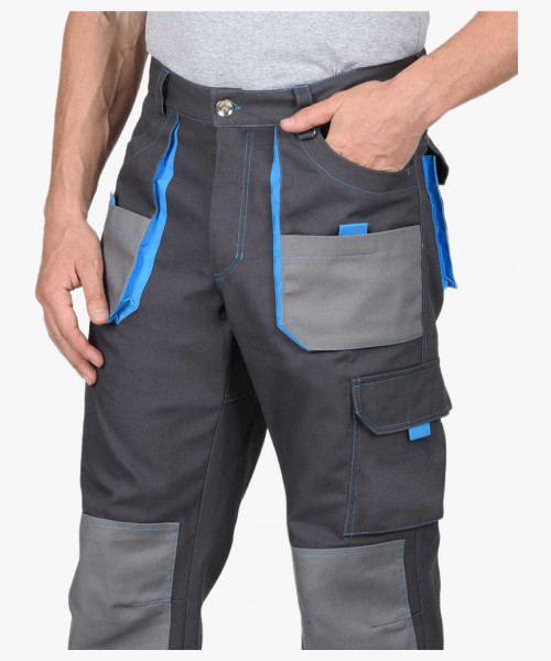 Костюм СИРИУС-ДВИН куртк. , брюки т.серый со ср.серым и голубой отделкой пл. 275 г/кв.м