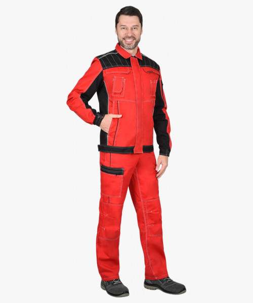 Костюм СИРИУС-ПРЕСТИЖ куртка, полукомбинезон красный с черным