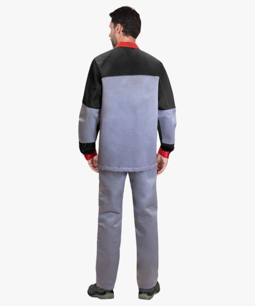 Костюм СИРИУС-АСПЕКТ куртка длин., брюки, средне-серый с черным и красной отделкой