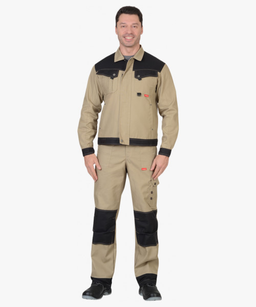 Куртка СИРИУС-ВЕСТ-ВОРК бежевый с черным пл. 275 г/кв.м