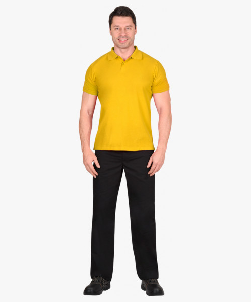 Рубашка-поло желтая короткие рукава с манжетом, пл.180 г/м2 (ЧЗ)