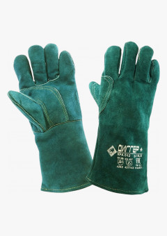 Краги ДИГГЕР+ спилковые зеленые с кевларовой нитью (КРА012)