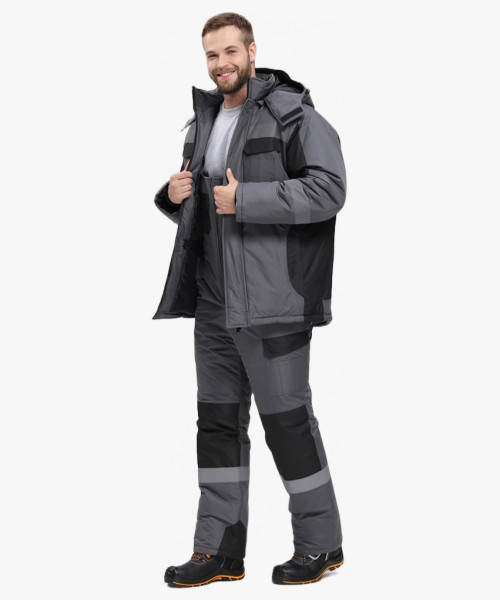 Костюм зимний Вектрон-2 СОП (тк.Таслан,135) п/к, т.серый/черный