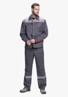 Костюм Фаворит-1 СОП усиленный IMP (тк.Смесовая,210) брюки, т.серый/серый/красный