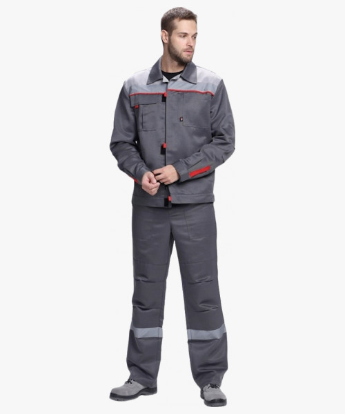 Костюм Фаворит-1 СОП усиленный IMP (тк.Смесовая,210) брюки, т.серый/серый/красный