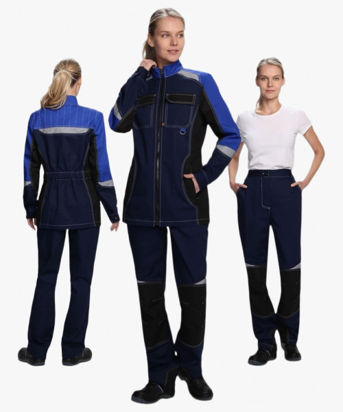 Костюм женский Вектрон-1 (тк.Смесовая,240) брюки, т.синий/васильковый/черный