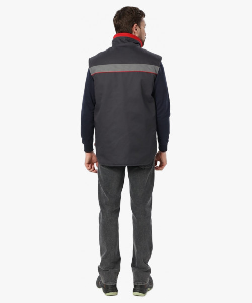 Жилет утепленный Грей (тк.Балтекс,210), т.серый/красный