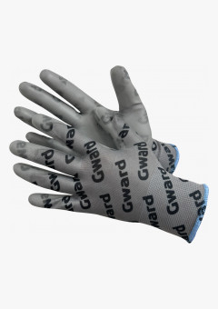 PU-G with GWARD LOGOS Перчатки из полиэстера серого цвета полиуретановым покрытием с логотипирован