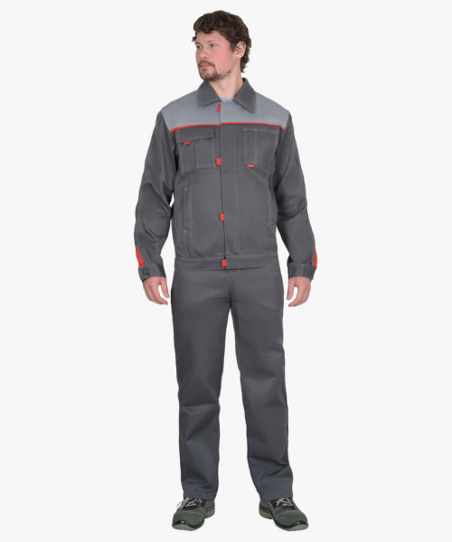 Костюм мужской летний СИРИУС-ФАВОРИТ куртка, брюки, т.серый со св.серым