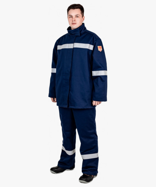 Костюм сварщика зимний Гефест-СОП 2 кл.защиты (тк.Хлопок-ОП,420) брюки, т.синий