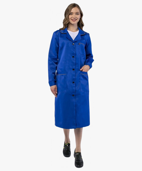 Халат женский для ИТР (тк.Смесовая,210), васильковый