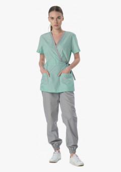 Костюм женский Симпл-001 (тк.Смесовая,120) MedLine, серый/мятный-74