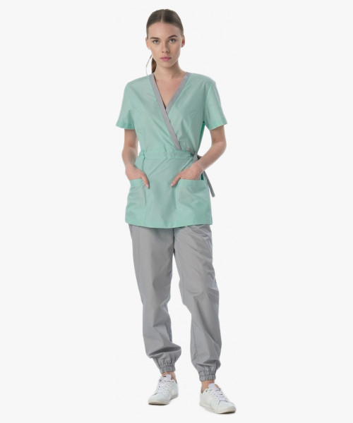 Костюм женский Симпл-001 (тк.Смесовая,120) MedLine, серый/мятный-74