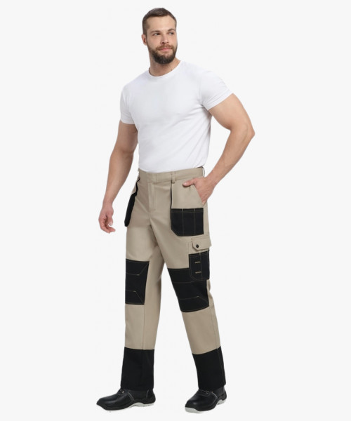 Костюм Вестгард-1 (тк.Канвас,260) брюки, бежевый/черный