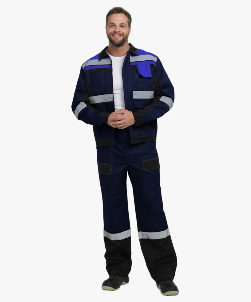 Костюм Виват-1 Премиум CH МВО (тк.Смесовая,240) брюки, т.синий/черный/васильковый