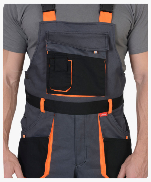 Полукомбинезон СИРИУС-МАНХЕТТЕН т.серый с оранж. и черным тк. стрейч пл. 250 г/кв.м