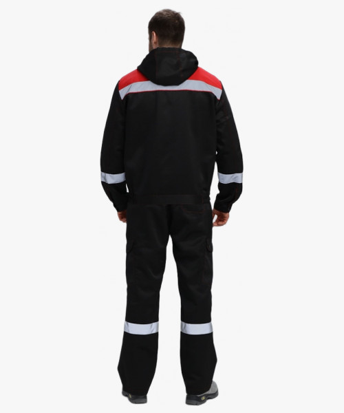 Костюм Нейч-2 СОП с капюшоном (тк.Смесовая,210) п/к, черный/красный