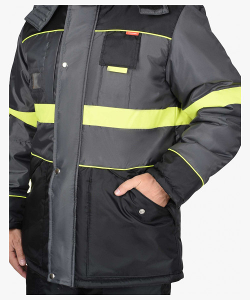 Куртка СИРИУС-НОРД ДВ черная с т.серым и лимонным и СОП 50 мм