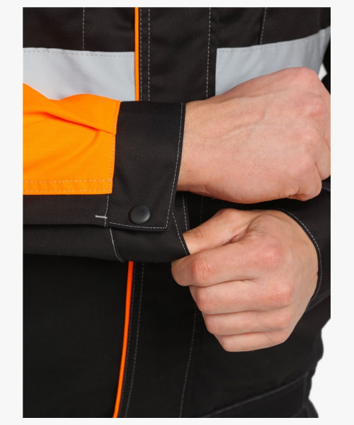 Костюм Виват-1 Премиум CH МВО (тк.Смесовая,240) брюки, черный/оранжевый