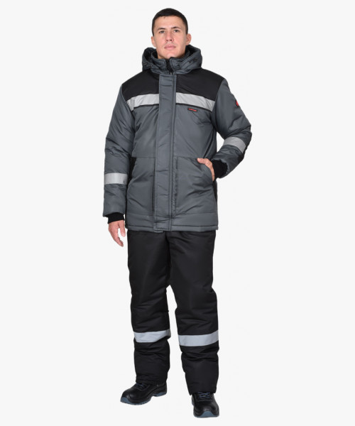 Костюм СИРИУС-КОМФОРТ куртка, брюки, темно-серый с черным